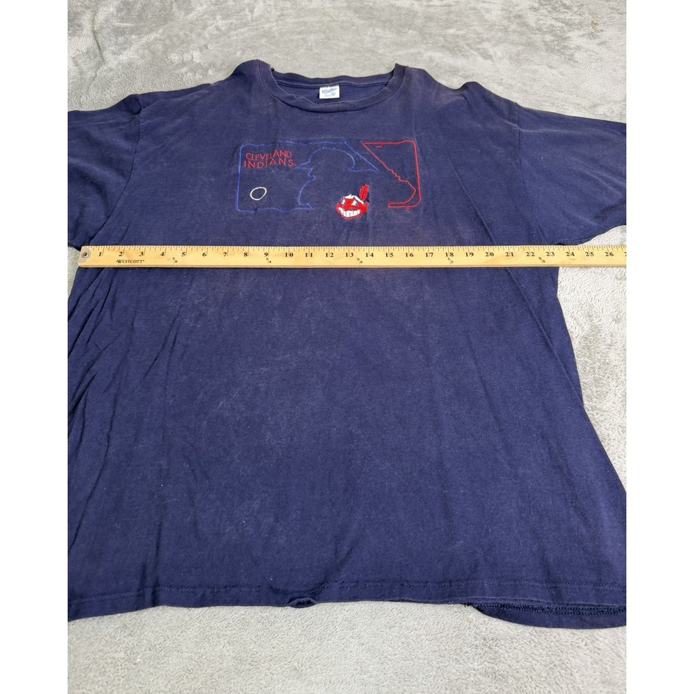 Vintage 90s Cleveland Indians MLB T Shirt Men's Size 2XL Blue - Picture 8 of 11